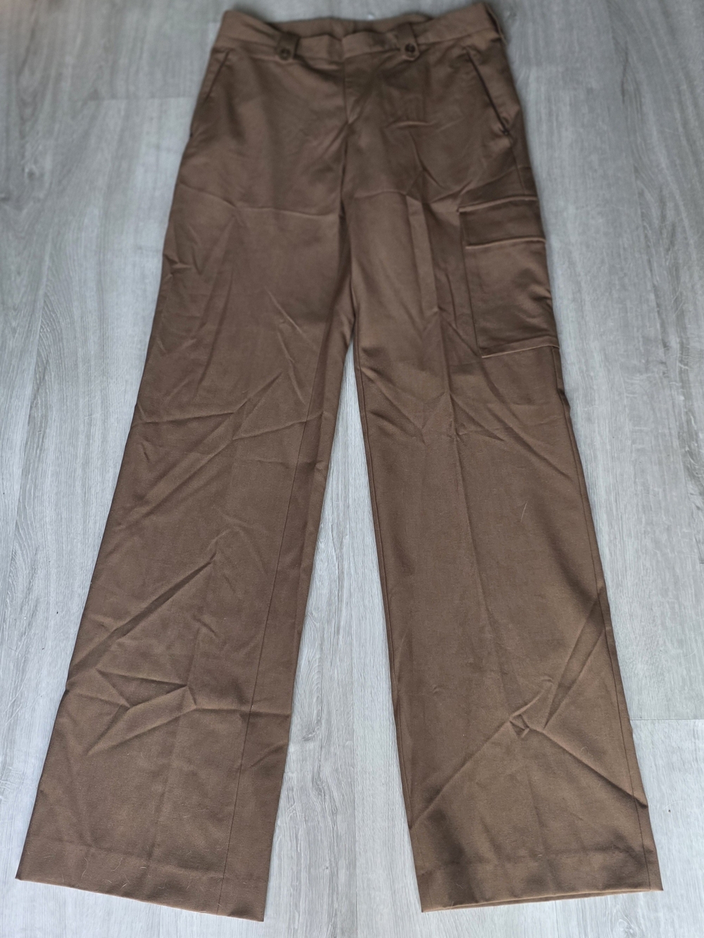 Zara Wide-Leg Brown Cargo-Style Trousers